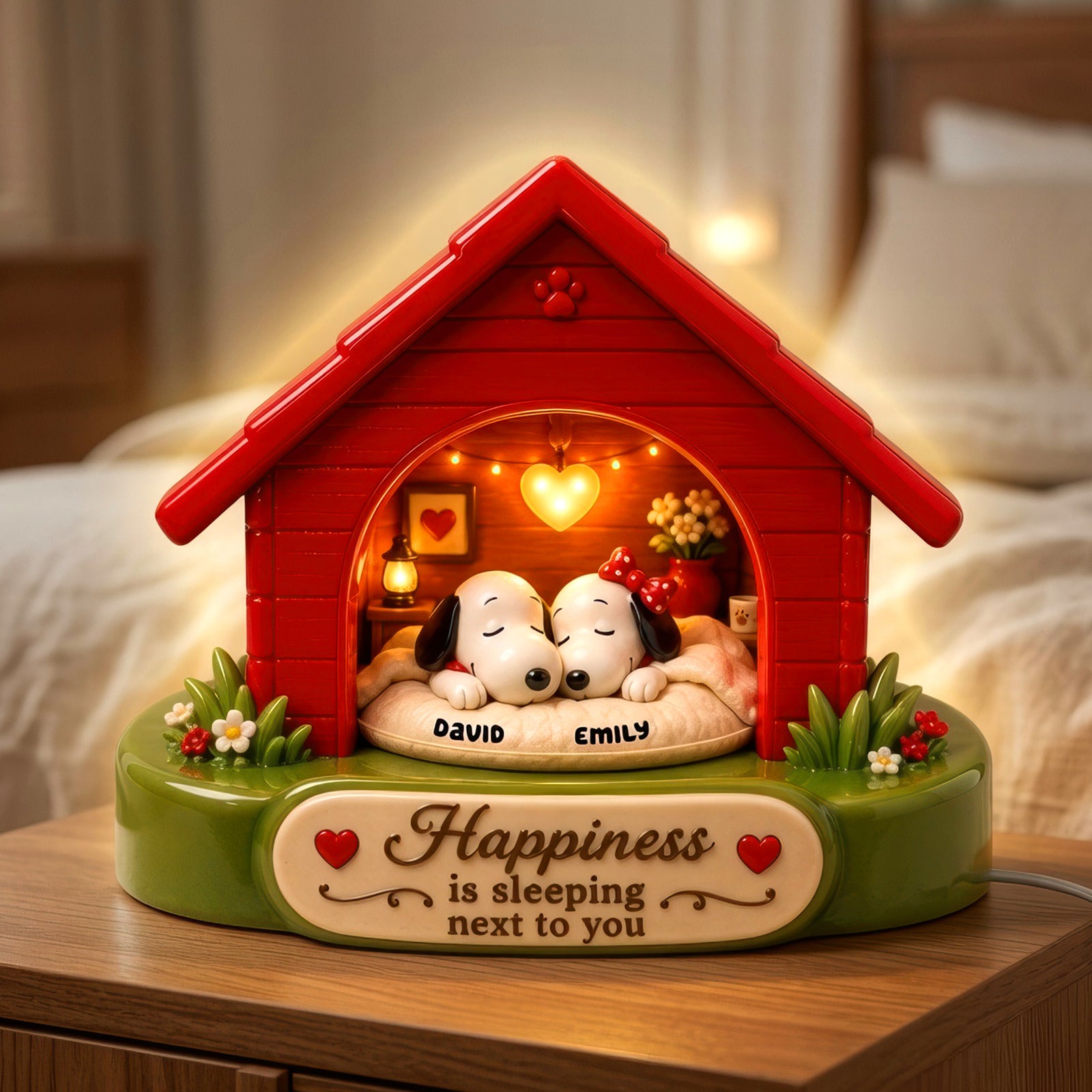 Happiness Is Sleeping Next To You Light Box - Personalized Gifts For Couples 01toqn090726