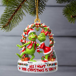 Lovely Couple Kissing Under The Mistletoe Acrylic Ornament - Personalized Gifts For Couples 06tyqn030826
