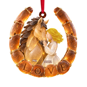 Attuned Horse Girl Sea Glass Effect Ornament, Personalized Gifts For Horse Lovers 05QHTN101026