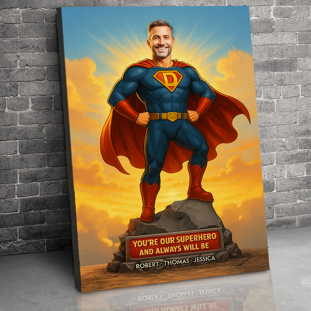 Super Dad Canvas Print - Custom Photo Gifts For Dad 01napu170525-Homacus