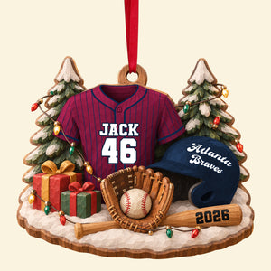 Batter Up Wood Effect Ornament, Personalized Gifts For Sport Lovers 04QHTN141026