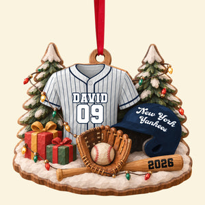 Batter Up Wood Effect Ornament, Personalized Gifts For Sport Lovers 04QHTN141026