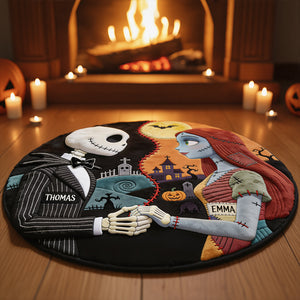 Spooky Couple Round Mat - Personalized Halloween Gifts For Couples 08hadt050826