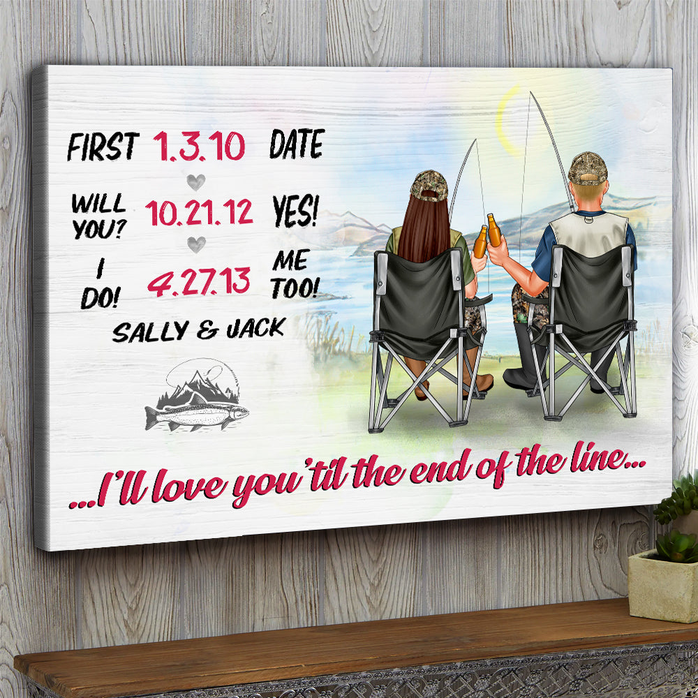 Personalized Fishing Couple Poster - I Will Love You 'Till The End Of The Line - Poster & Canvas - GoDuckee