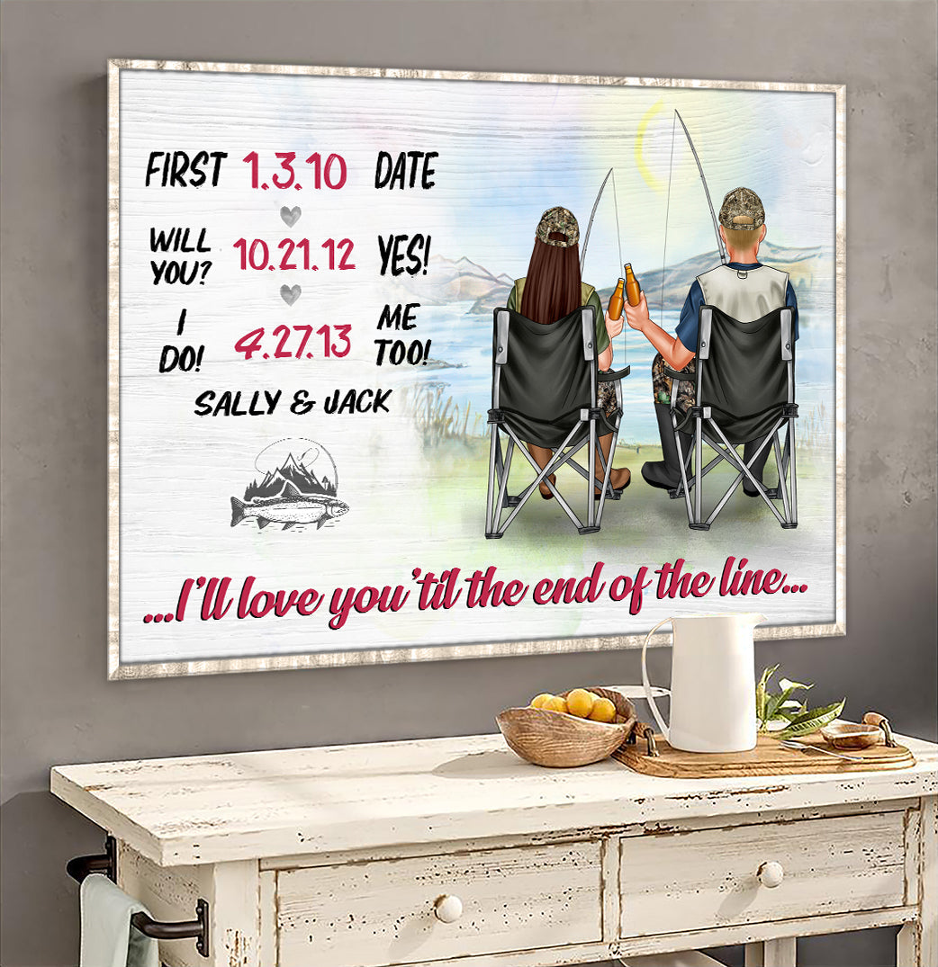 Personalized Fishing Couple Poster - I Will Love You 'Till The End Of The Line - Poster & Canvas - GoDuckee