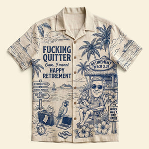 Quitter Club Toile De Jouy Hawaiian Shirt - Custom Photo Gifts 02pati180626