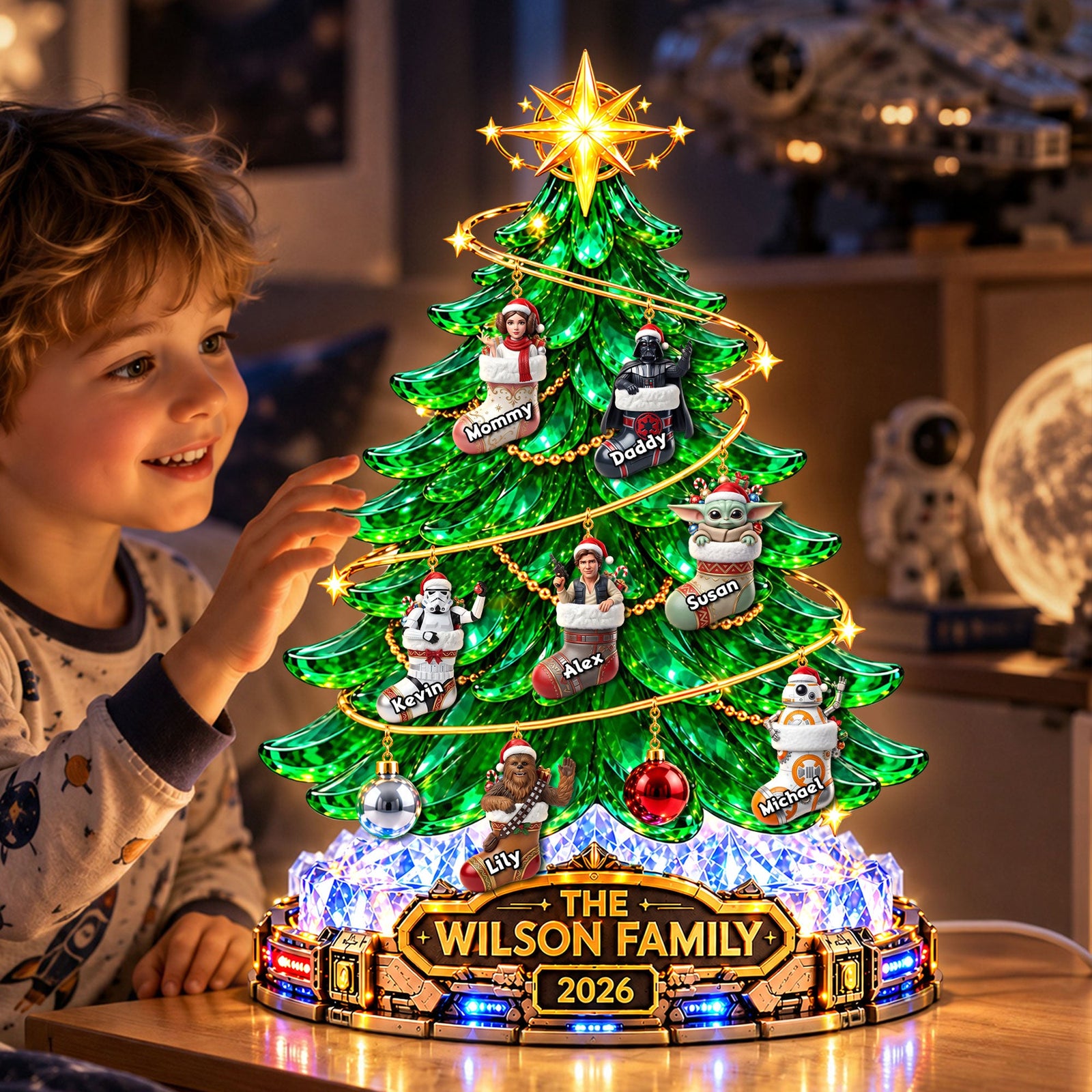 Space Adventure Christmas Tree Acrylic Light Box - Personalized Gifts For Family 01tyti231026-Homacus