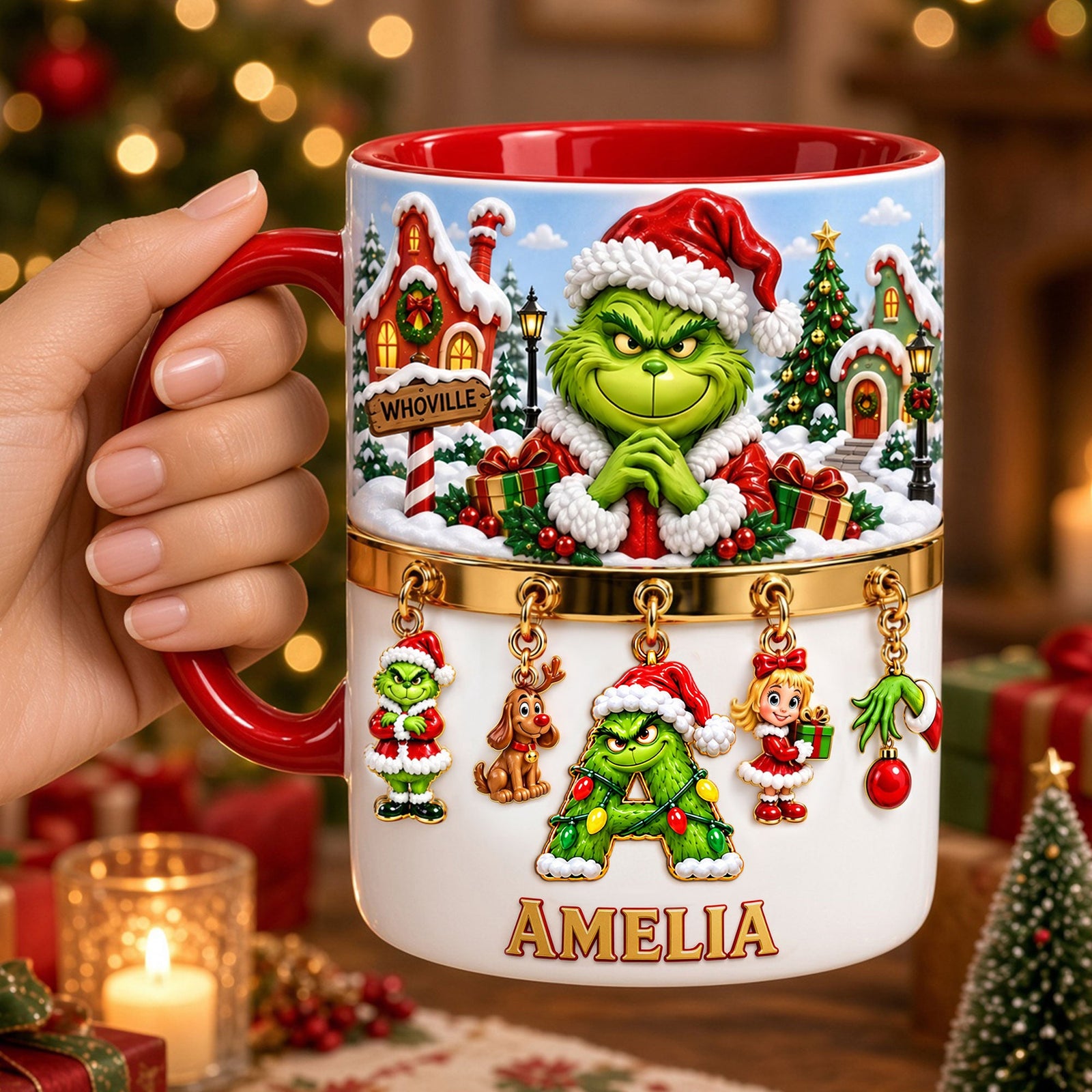 Holiday Mischief Alphabet Accent Mug - Personalized Christmas Gifts 01TYTI230926-Homacus