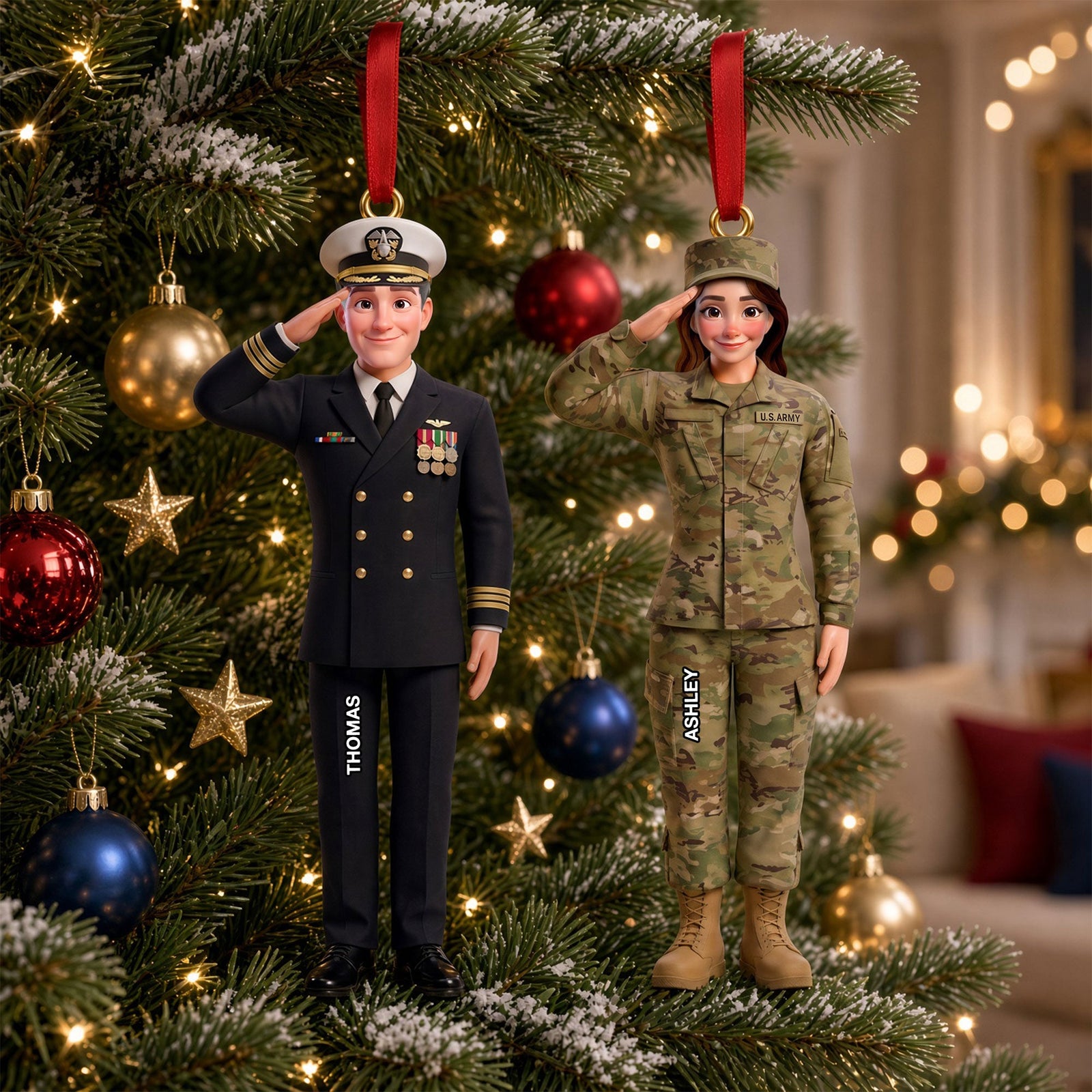 Service and Loyalty Christmas Ornament - Personalized Gifts For Veterans 03huti280926