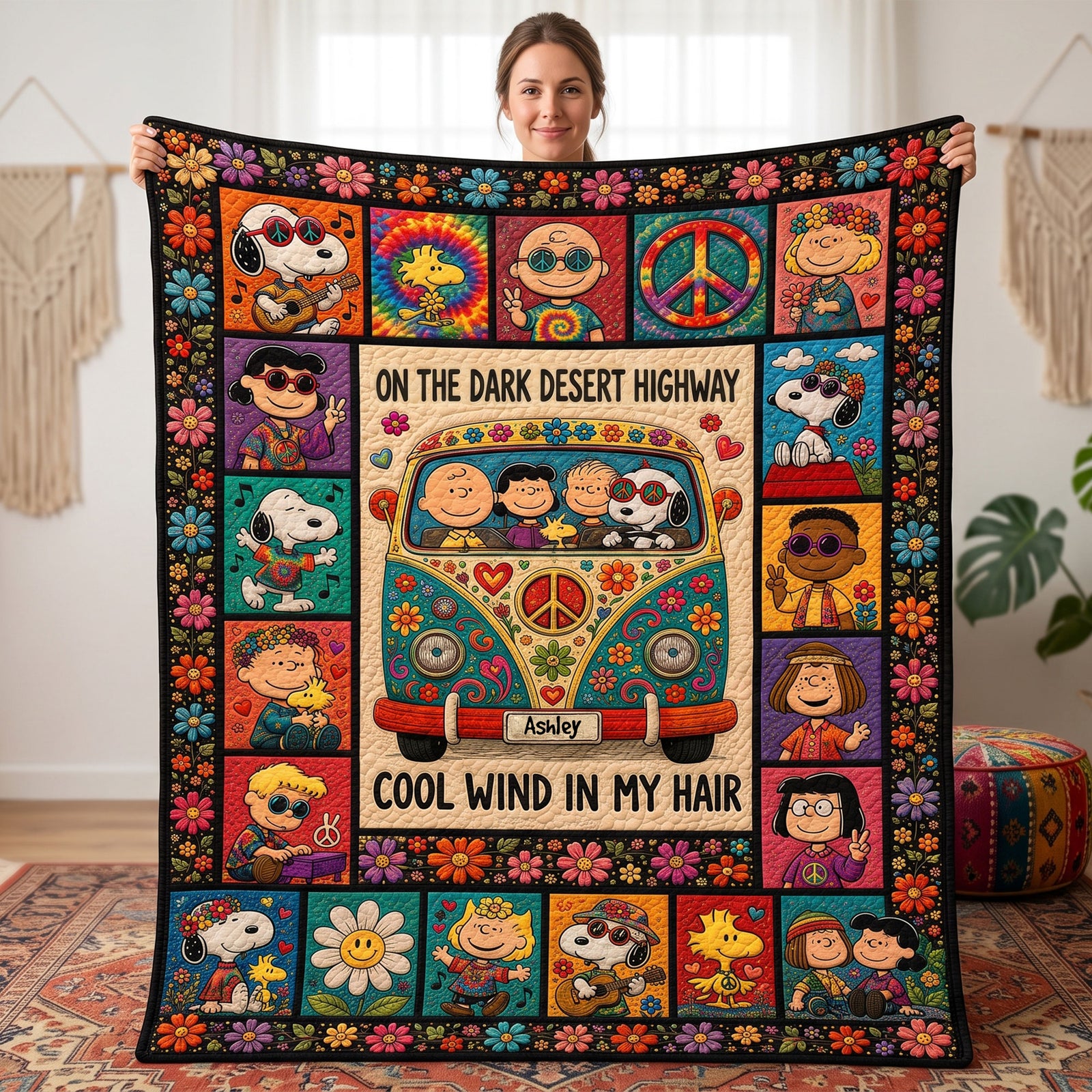 Retro Peace Blanket - Personalized Gifts 01pati060726