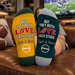 But They Both Love Each Other Middle Tube Socks - Personalized Gifts For Sports Loving Couple 01huti091026
