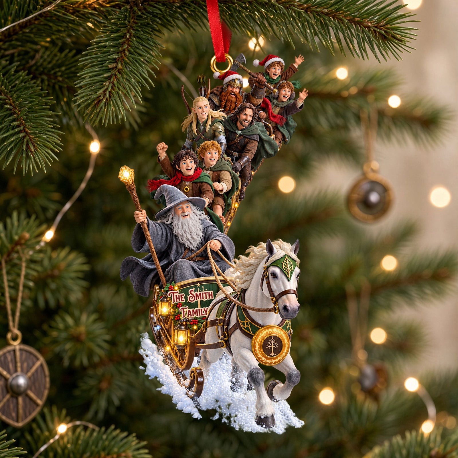 Fantasy Adventure On Snow Sleigh Ornament, Personalized Gifts 02qhti110926