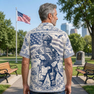 Veteran Celebrate America 250th Anniversary Toile De Jouy Hawaiian Shirt - Personalized Gifts For Veterans 01huti180626 - Hawaiian Shirts - GoDuckee