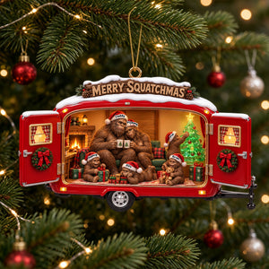Cozy Camping Bigfoot Family Ornament - Personalized Christmas Gifts For Camping & Bigfoot Lovers 02qhti131026