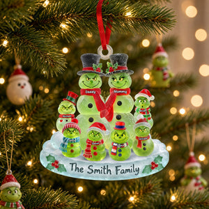 Cute Grouchy Mischief Snowman Family Acrylic Ornament - Personalized Christmas Gifts For Family 01ohti100926-Homacus