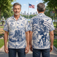 Veteran Celebrate America 250th Anniversary Toile De Jouy Hawaiian Shirt - Personalized Gifts For Veterans 01huti180626 - Hawaiian Shirts - GoDuckee