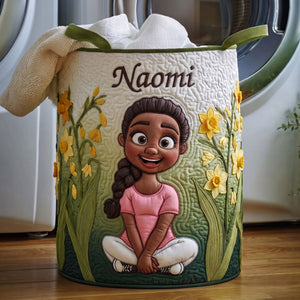 Birth Flower Girl Quilted Laundry Basket - Personalized Gifts For Girls 03QHTI300626
