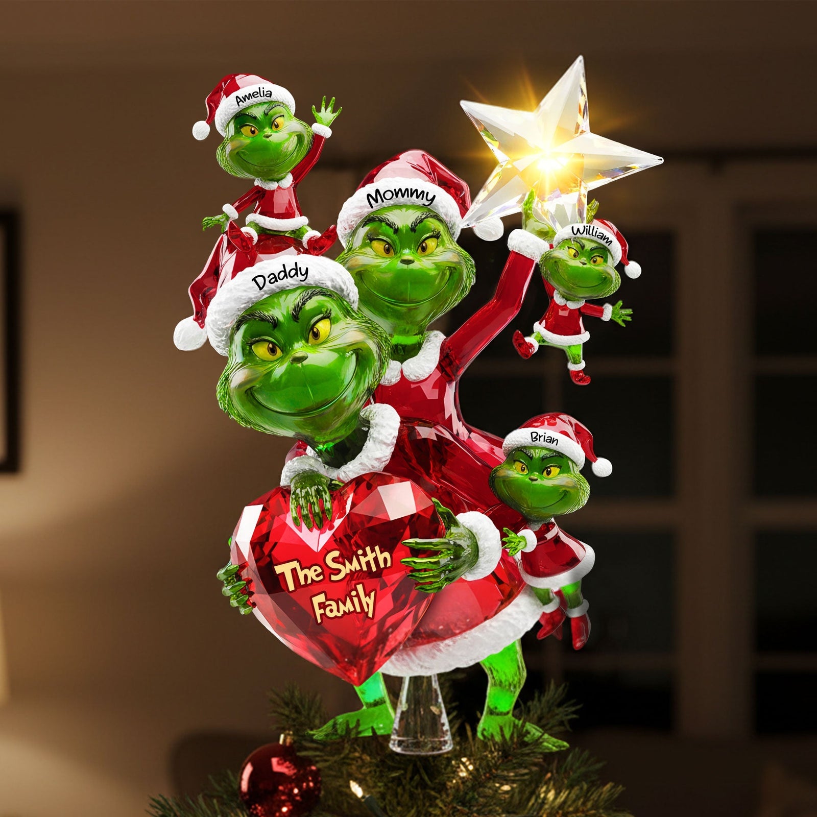 Green Monster Family Tree Topper - Personalized Gifts For Family 06PATI201125