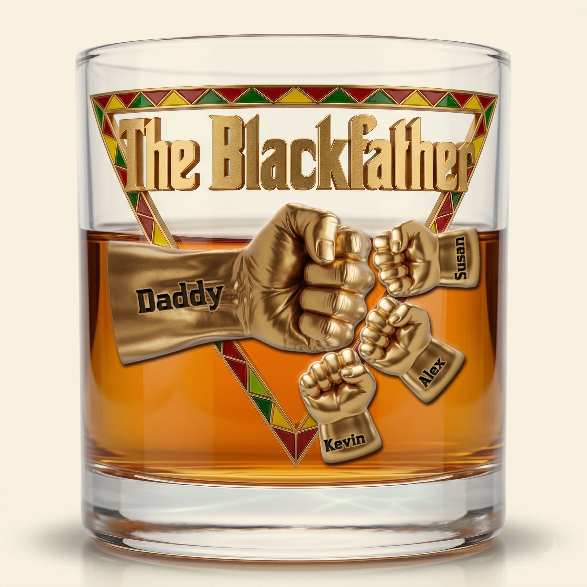 The Black Father 11oz Round Glass - Personalized Gifts For Dad 01huti020526