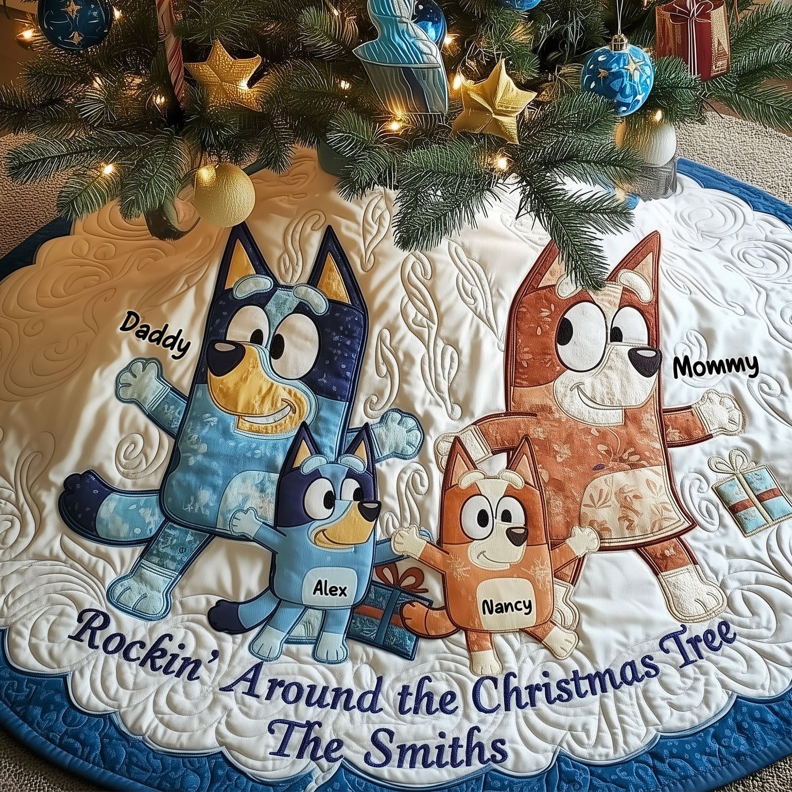 Family Quilted Tree Skirt - Personalized Gift For Christmas 04TGTI171125