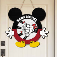 Nana Mouse, Gift For Grandma, Personalized Wood Sign, Family Kid Mouse Hand Wood Sign 05QHTI040423 - Wood Sign - GoDuckee