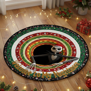Personalized Spooky Christmas Gifts For Horror Fans Quilted Round Mat 05tgti300925