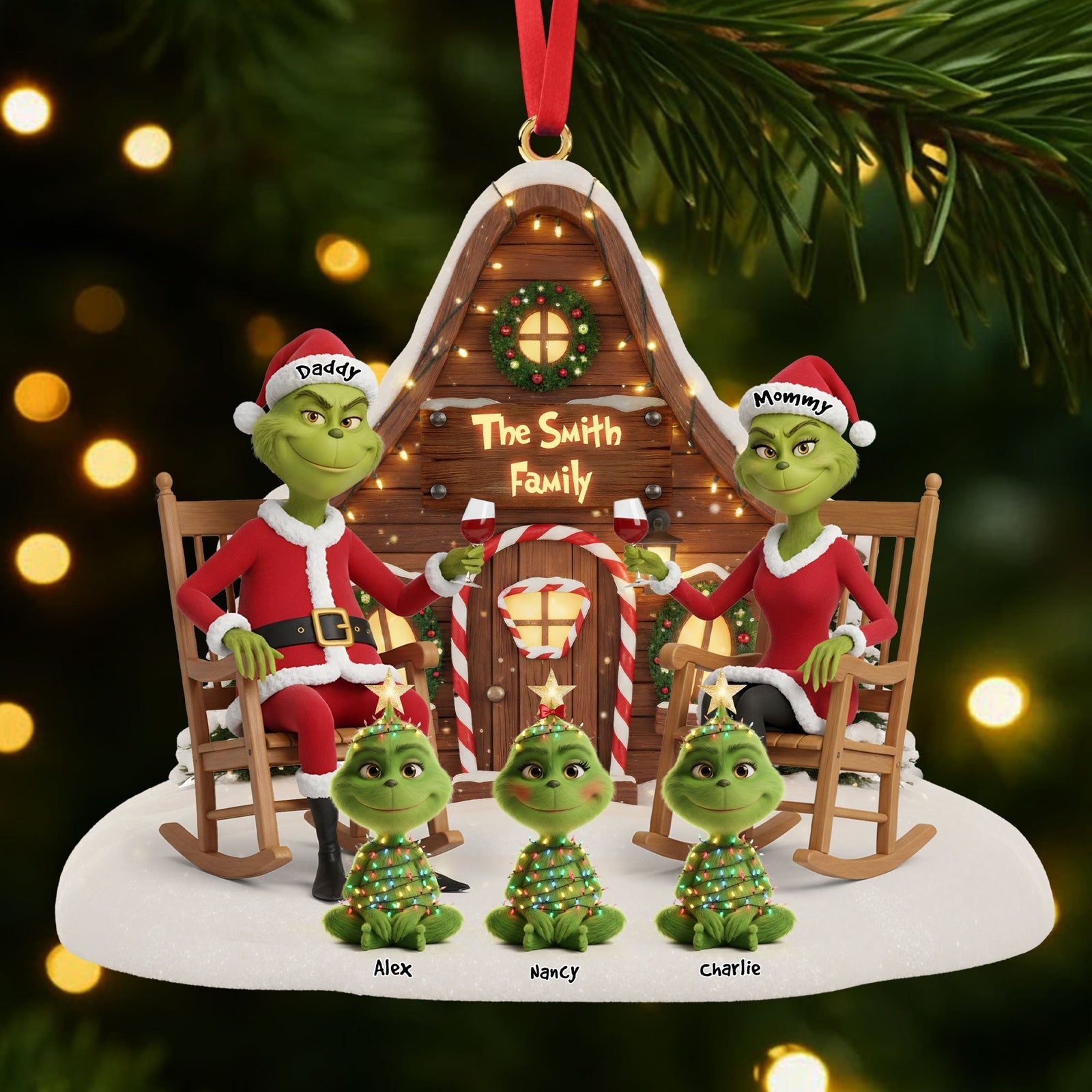 Green Monster Family Ornament - Personalized Gift For Christmas 04OHTI171025