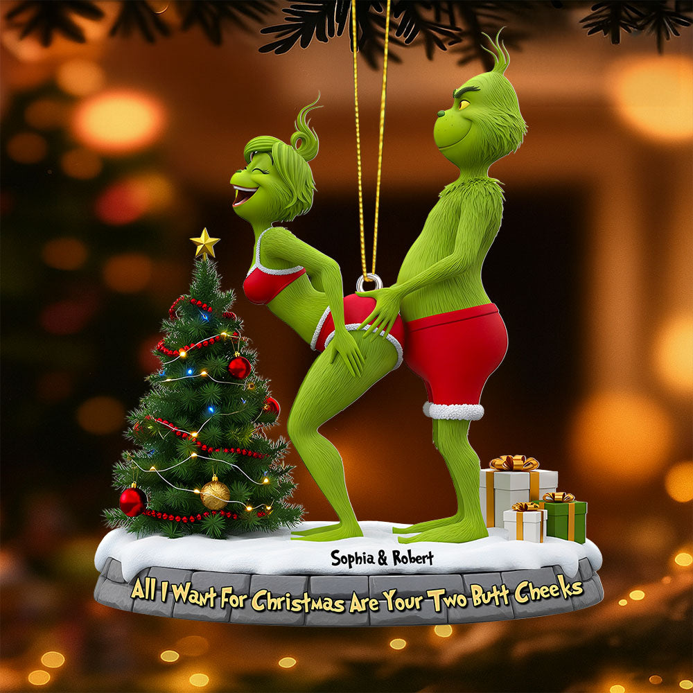 Naughty Green Couple Ornament - Personalized Christmas 01ohti120925