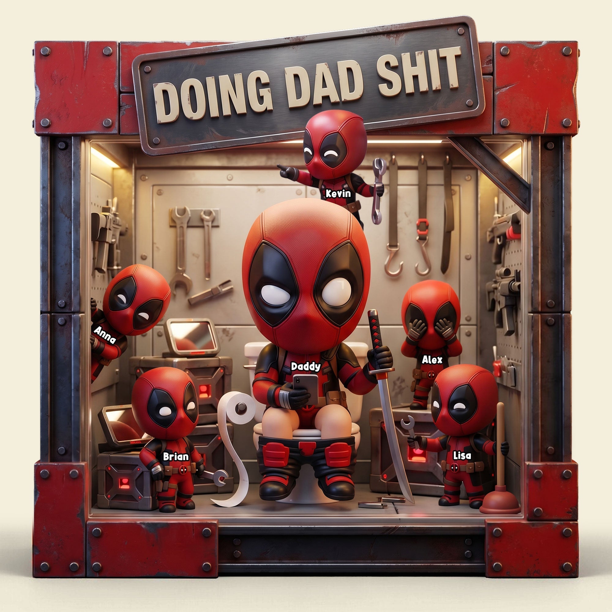 Funny Fighter Dad And Kids Acrylic Plaque 02NATI160426