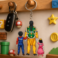 Retro Game Dad Keychain - Personalized Gifts For Father's Day Keychain 051QHHU160525PA-Homacus