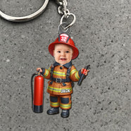 Custom Photo Gifts For Kids Keychain - Firefighter & Police Themes-Homacus
