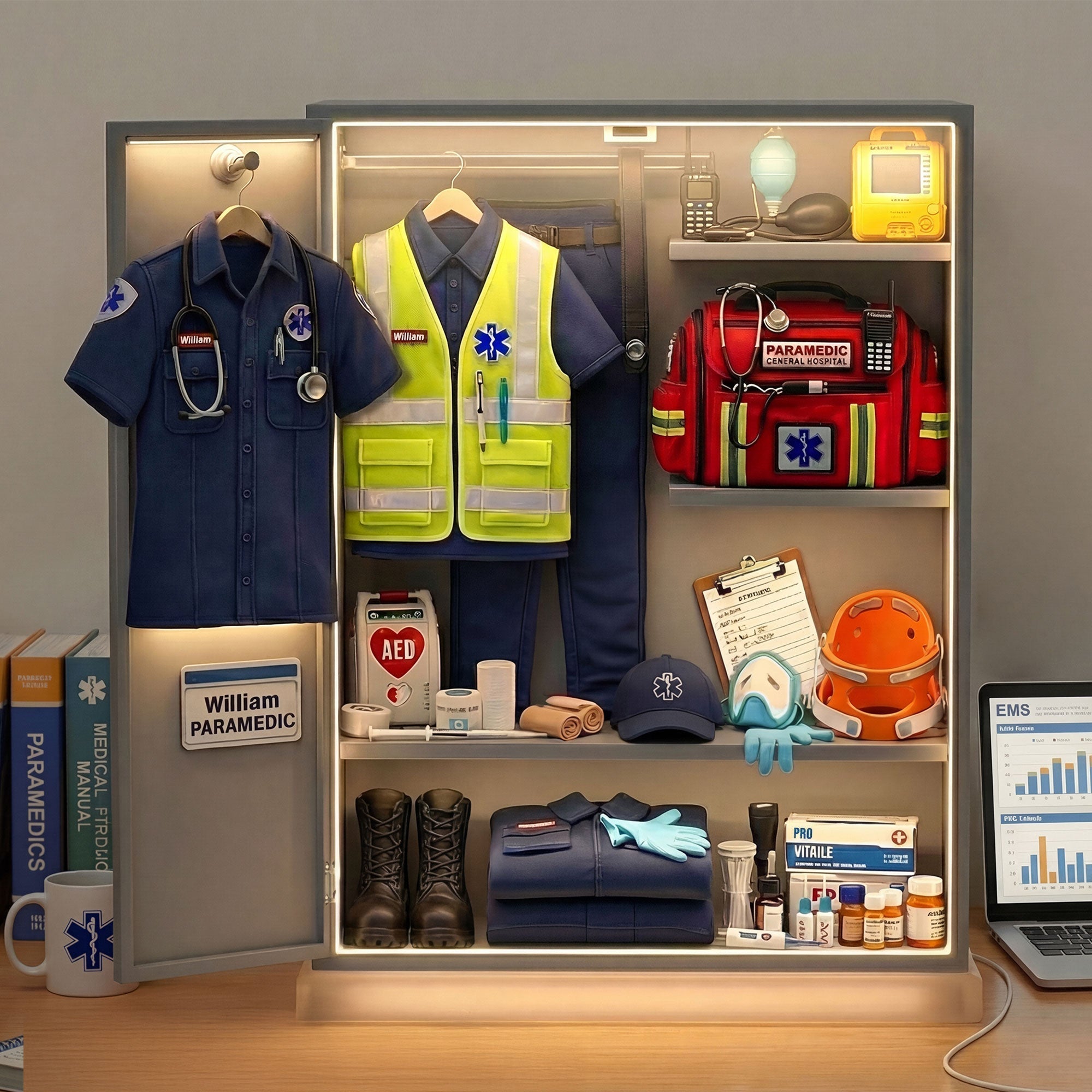 EMS Worker Personal Locker Light Box, Personalized Gifts For Paramedic & EMT 01QHTI201225