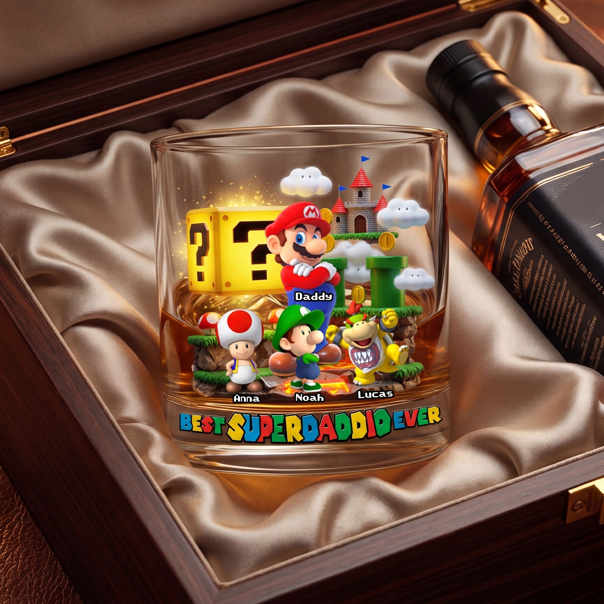Retro Game Dad Round Glass - Personalized Gifts Father's Day Glass 05OHTI250426
