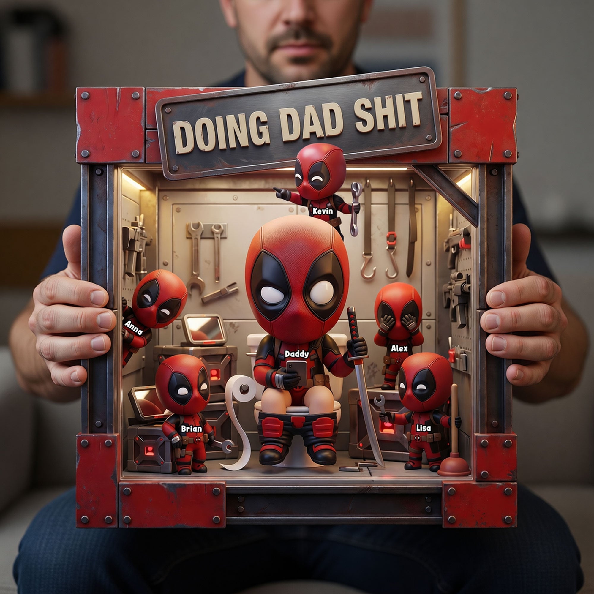 Funny Fighter Dad And Kids Acrylic Plaque 02NATI160426