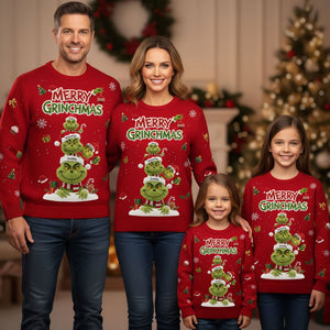Family Green Monster Knitted Ugly Sweater - Personalized Gifts 01NATI271025