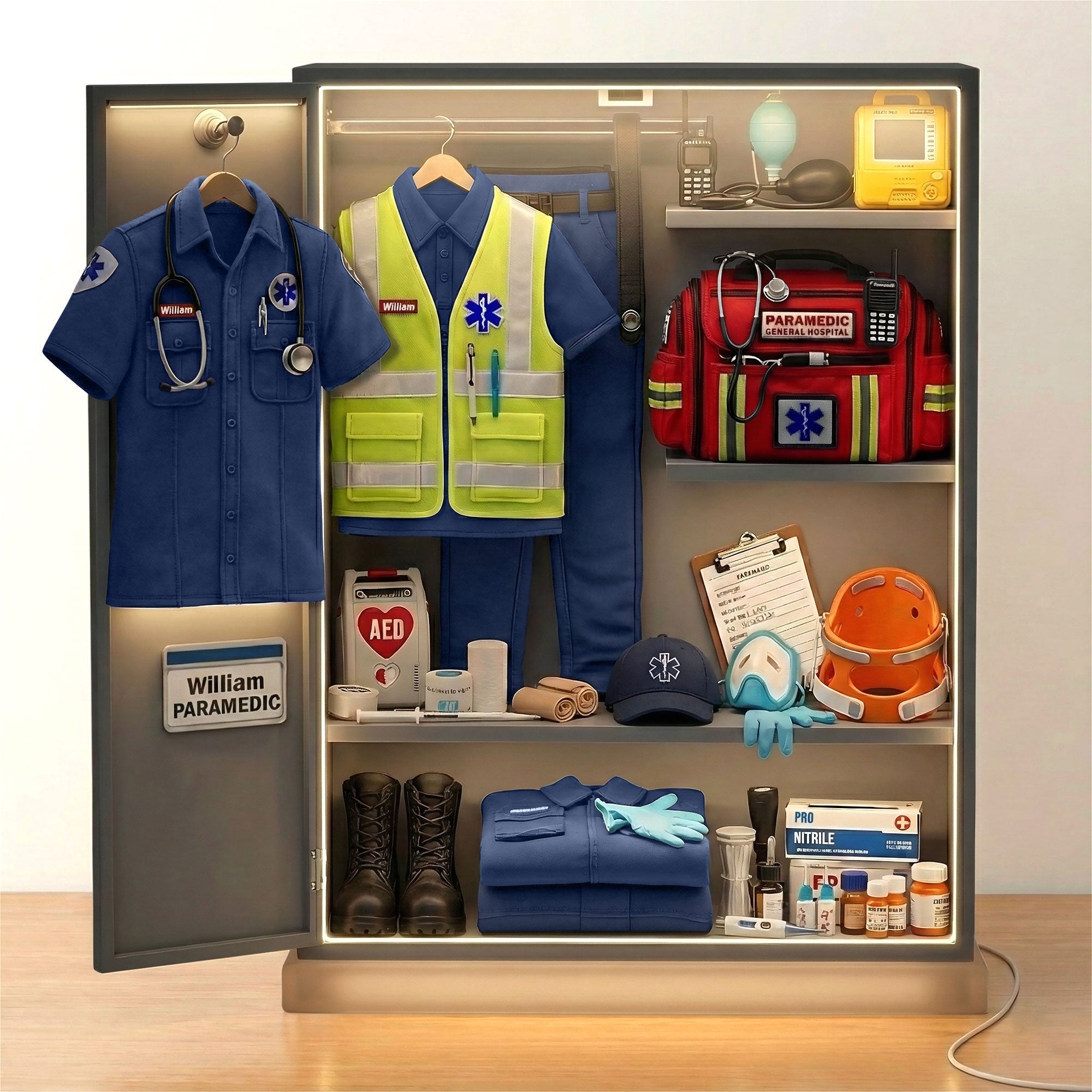 EMS Worker Personal Locker Light Box, Personalized Gifts For Paramedic & EMT 01QHTI201225