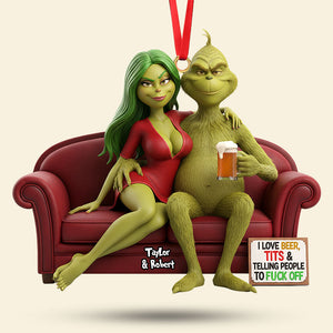 Funny Green Monster Couple Ornament - Personalized Gift For 01KITI121125