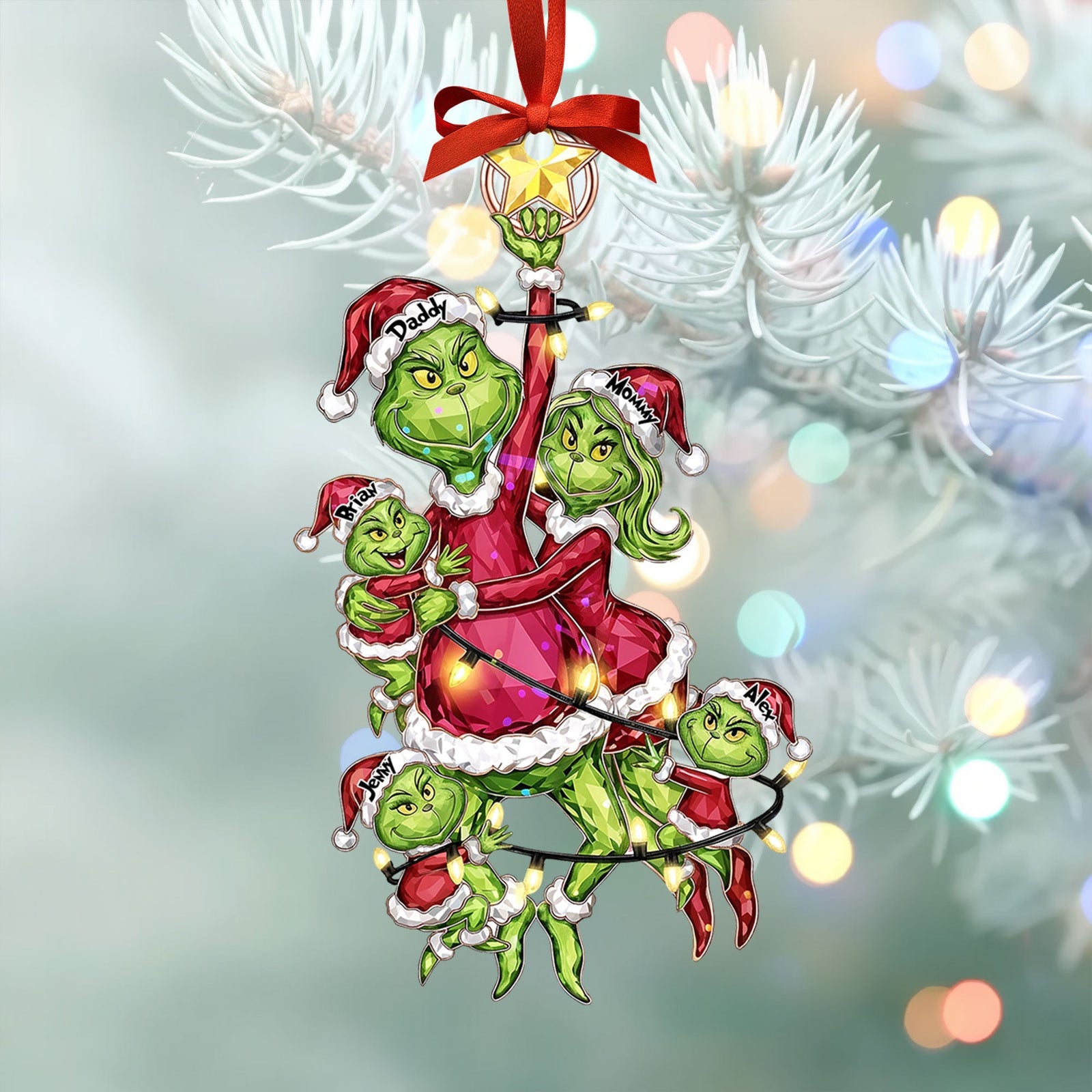 Mischievous Family Tree Ornament, Personalized Gifts For Family 02qhti220925