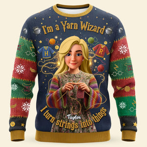 Magical Knitting Girl Knitted Ugly Sweater - Personalized Gifts For Knitting Lover Ugly Sweater 06HUTI221025