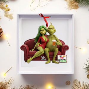 Funny Green Monster Couple Ornament - Personalized Gift For 01KITI121125