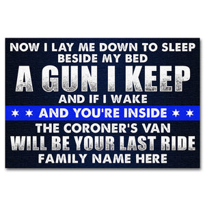 Police Beware Doormat - The Coroner's Van Will Be Your Last Ride - Thin Blue Line Theme - Doormat - GoDuckee