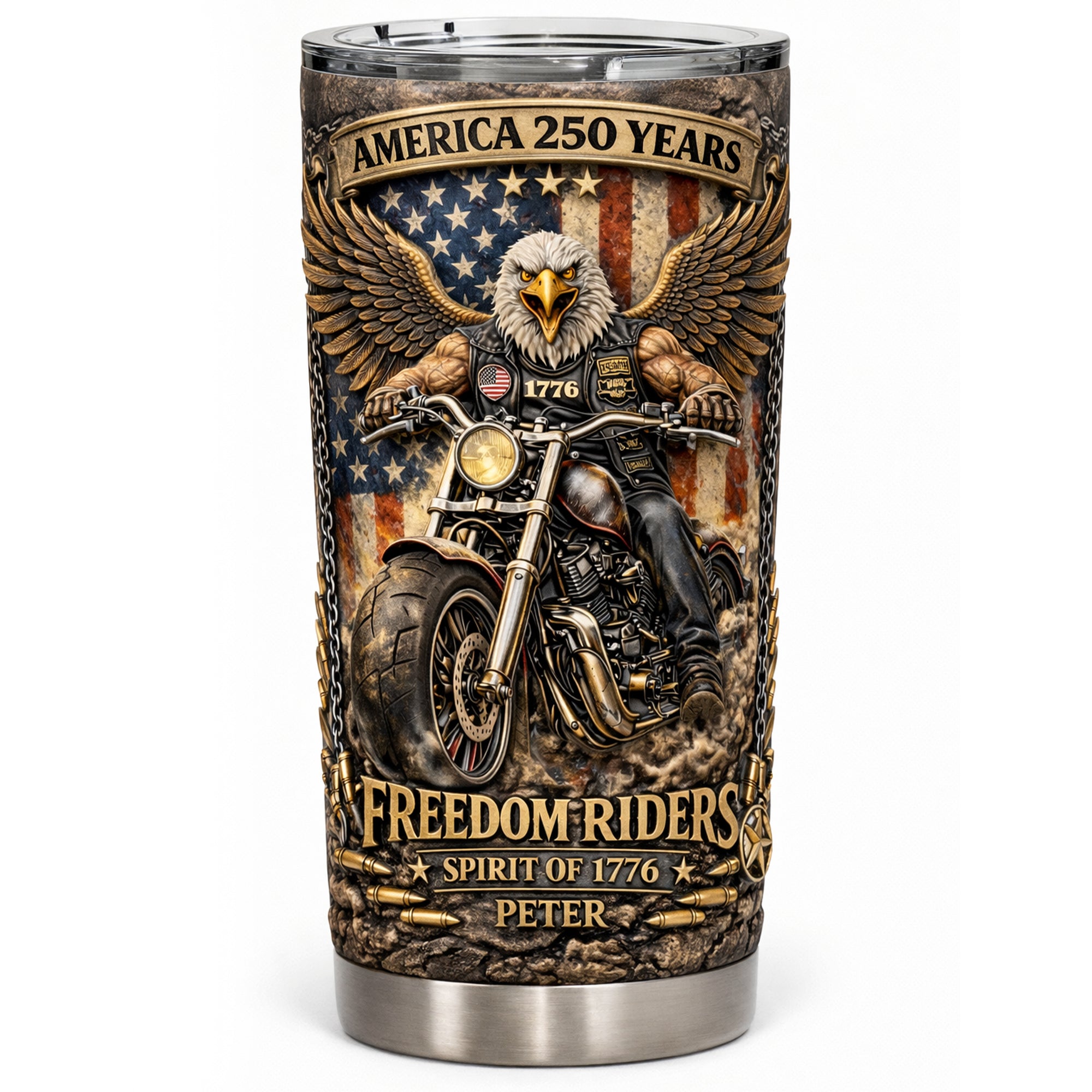 Freedom Riders 250th Anniversary Tumbler - Personalized Gifts For Bikers 04TYLU090326 - Tumbler Cup - GoDuckee