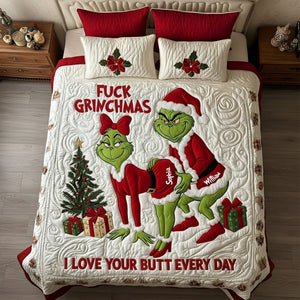 Cheeky Green Couple Quilt Bedding Set - Personalized Gift For Couples 02TGLU271125